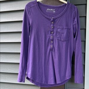Eddie Bauer Rich Purple Henley Top